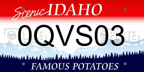 0QVS03 Idaho License Plate