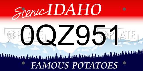 0QZ951 Idaho License Plate