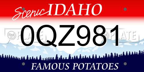 0QZ981 Idaho License Plate