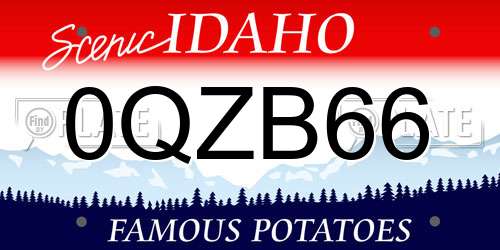 0QZB66 Idaho License Plate