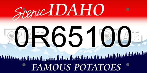 0R65100 Idaho License Plate