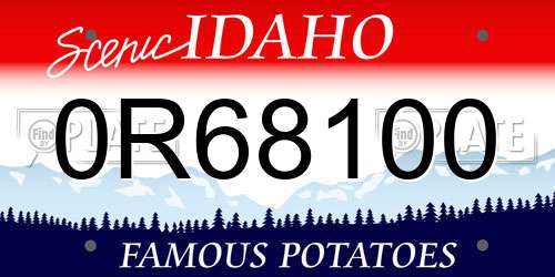0R68100 Idaho License Plate