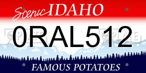 0RAL512 Idaho License Plate