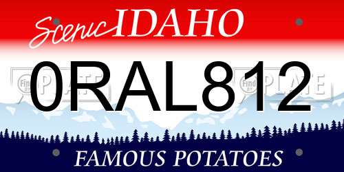0RAL812 Idaho License Plate
