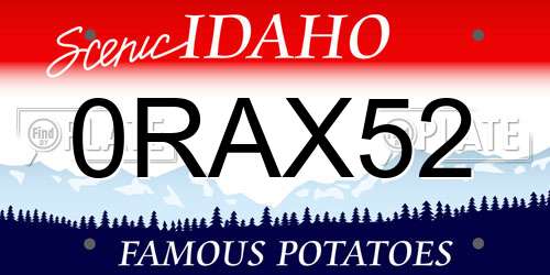 0RAX52 Idaho License Plate