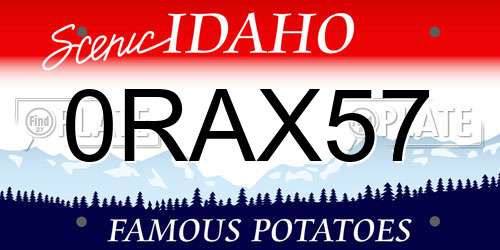 0RAX57 Idaho License Plate