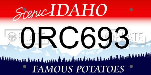 0RC693 Idaho License Plate