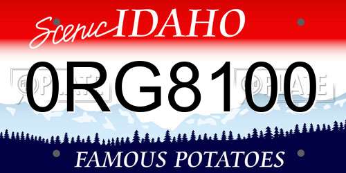 0RG8100 Idaho License Plate