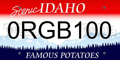 0RGB100 Idaho License Plate