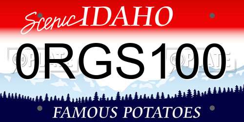 0RGS100 Idaho License Plate