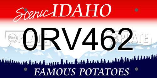 0RV462 Idaho License Plate