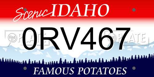 0RV467 Idaho License Plate