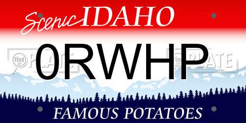 0RWHP Idaho License Plate