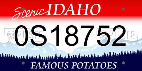 0S18752 Idaho License Plate