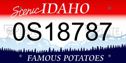 0S18787 Idaho License Plate
