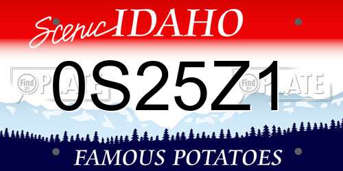 0S25Z1 Idaho License Plate