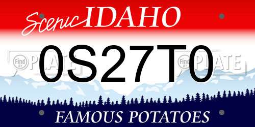 0S27T0 Idaho License Plate