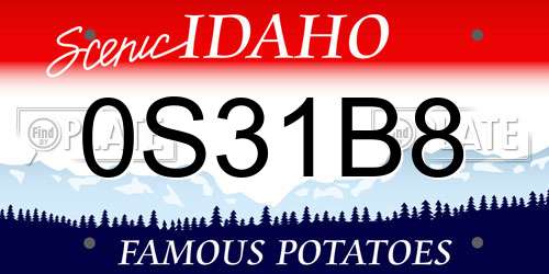 0S31B8 Idaho License Plate