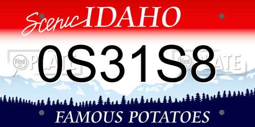 0S31S8 Idaho License Plate