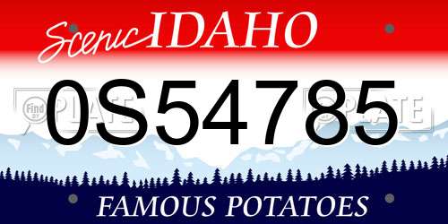 0S54785 Idaho License Plate