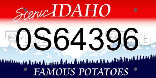 0S64396 Idaho License Plate