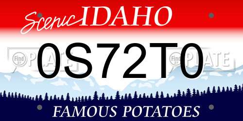 0S72T0 Idaho License Plate