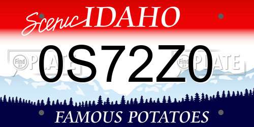 0S72Z0 Idaho License Plate