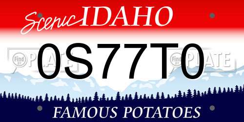 0S77T0 Idaho License Plate