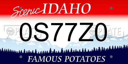 0S77Z0 Idaho License Plate