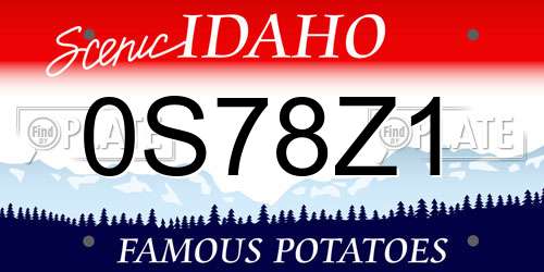 0S78Z1 Idaho License Plate