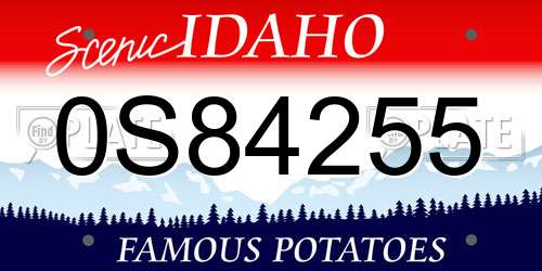 0S84255 Idaho License Plate