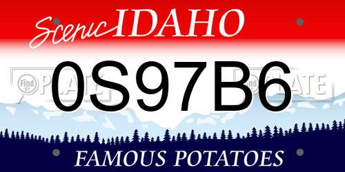0S97B6 Idaho License Plate