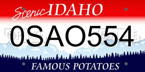 0SAO554 Idaho License Plate