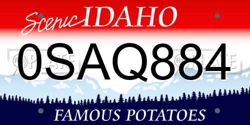 0SAQ884 Idaho License Plate