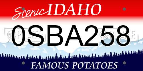 0SBA258 Idaho License Plate