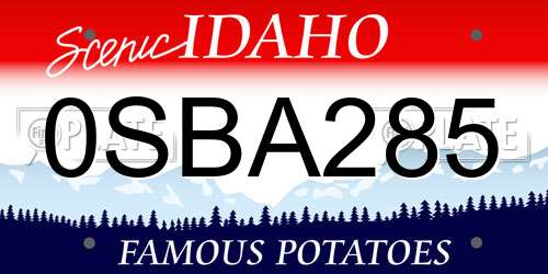 0SBA285 Idaho License Plate