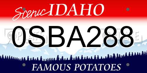 0SBA288 Idaho License Plate