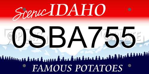 0SBA755 Idaho License Plate