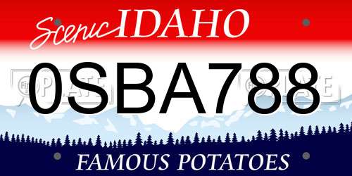 0SBA788 Idaho License Plate