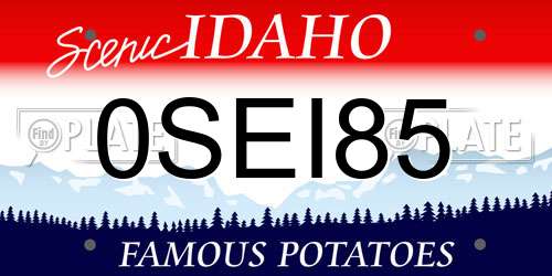 0SEI85 Idaho License Plate