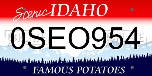 0SEO954 Idaho License Plate