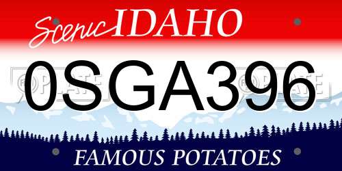 0SGA396 Idaho License Plate