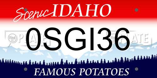 0SGI36 Idaho License Plate