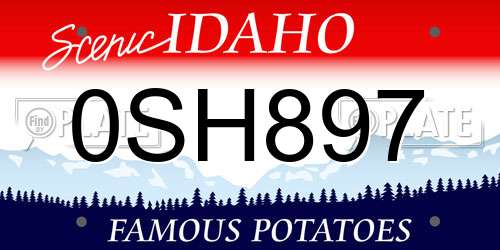 0SH897 Idaho License Plate
