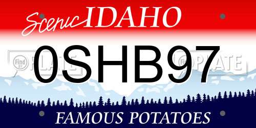 0SHB97 Idaho License Plate