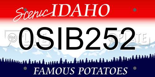 0SIB252 Idaho License Plate