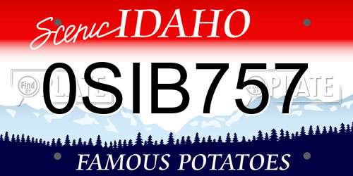 0SIB757 Idaho License Plate
