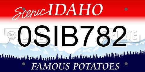 0SIB782 Idaho License Plate