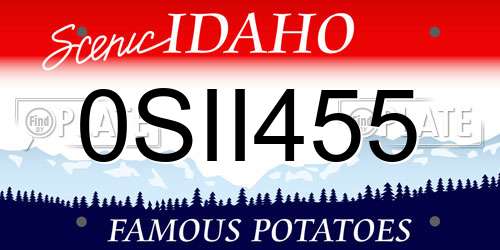 0SII455 Idaho License Plate