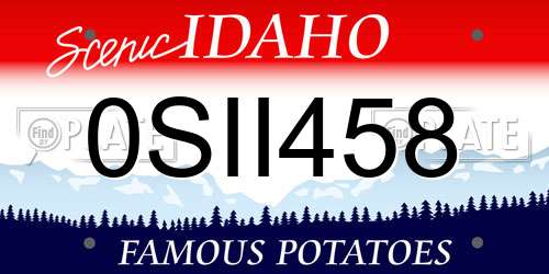 0SII458 Idaho License Plate
